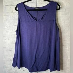 Lane Bryant V-neck sleeveless top little detail, cotton blend tank top plus size